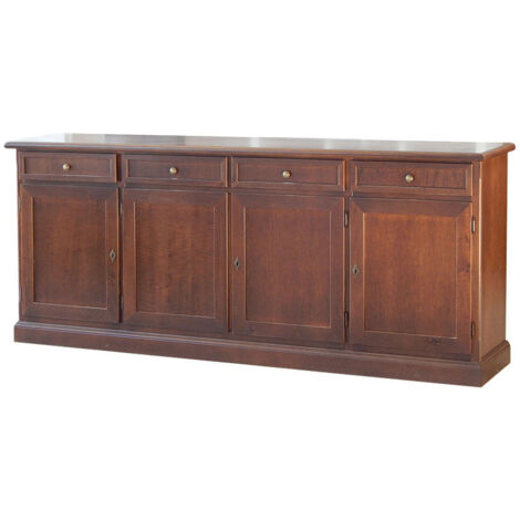  MOBILI 2G - Madia Credenza In Legno 4 Porte Tinta Noce 205X42X86