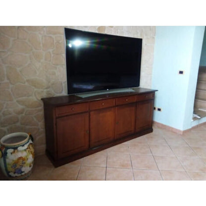  MOBILI 2G - Madia Credenza In Legno 4 Porte Tinta Noce 205X42X86