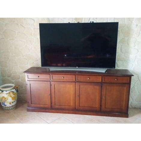  MOBILI 2G - Madia Credenza In Legno 4 Porte Tinta Noce 205X42X86
