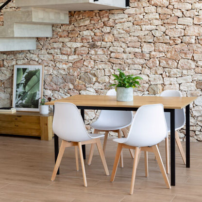  Sedie Da Pranzo Bianche, Sedie Tulip Con Schienale Ergonomico In Polipropilene E Gambe In Legno, Design Scandinavo, Pack Da 6 Sedie