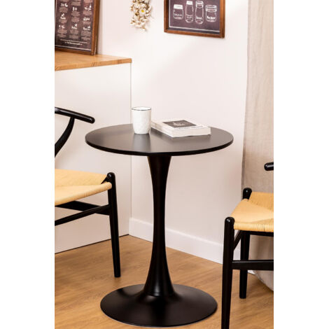  SKLUM Tavolo Da Pranzo Rotondo In MDF E Metallo In Stile Tuhl Nero Ø60 Cm
