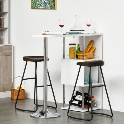 HOMCOM Tavolo Alto Da Bar E Cucina 3 Mensole E Porta Bottiglie Stile Moderno
