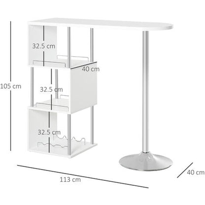  HOMCOM Tavolo Alto Da Bar E Cucina 3 Mensole E Porta Bottiglie Stile Moderno