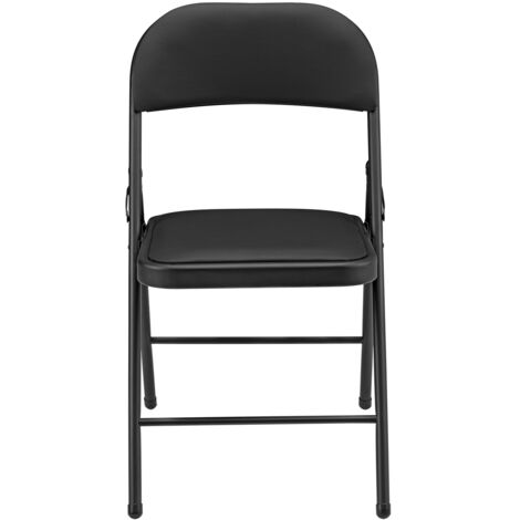ProTec [pro.tec] Set Di 6 Sedie Da Sala Di Attesa/Conferenze, Struttura Pieghevole - Salvaspazio, Sedute E Schienali Imbottiti, Rivestimento In Similpelle - Nero