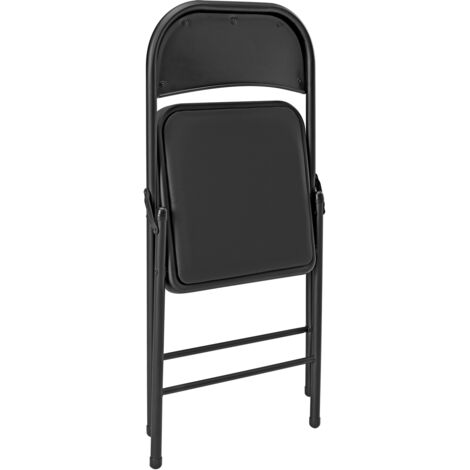 ProTec [pro.tec] Set Di 6 Sedie Da Sala Di Attesa/Conferenze, Struttura Pieghevole - Salvaspazio, Sedute E Schienali Imbottiti, Rivestimento In Similpelle - Nero