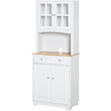  HOMCOM Credenza Alta Per Cucina Mobile Buffet In Legno Bianco