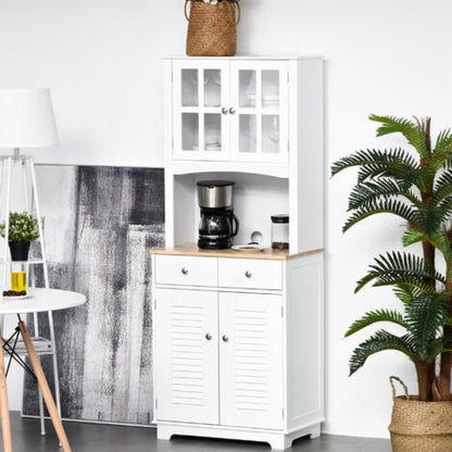  HOMCOM Credenza Alta Per Cucina Mobile Buffet In Legno Bianco