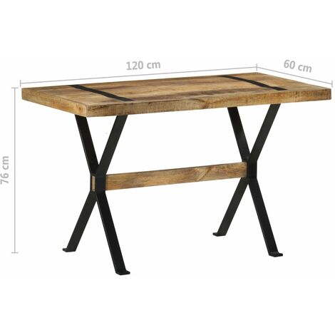  Tavolo Da Pranzo 120x60x76 Cm In Legno Di Mango Grezzo VidaXL