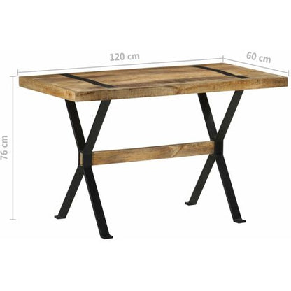  Tavolo Da Pranzo 120x60x76 Cm In Legno Di Mango Grezzo VidaXL