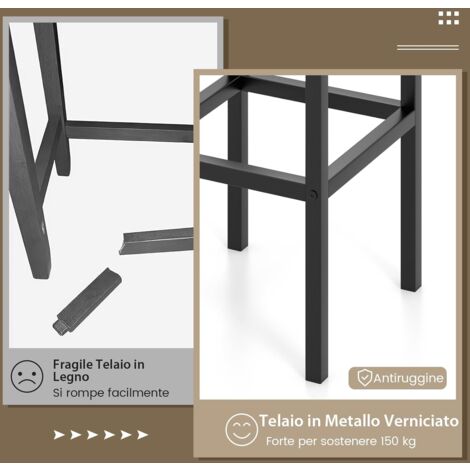  COSTWAY Set Di 4 Sgabelli Da Bar, Sgabello Sedie Alta Con Poggiapiedi, Stile Industriale Per Cucina, Soggiorno, Sala Da Pranzo, Capacità 100kg (30x30x62 Cm)