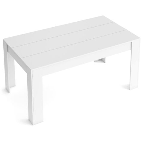  Skraut Home - Tavolo Da Pranzo 140cm Estendibile 200cm, Bianco Opaco, Dimensioni: 90.4 Larghezza X 140.4/200.4 Lunghezza 76.1 Cm Altezza
