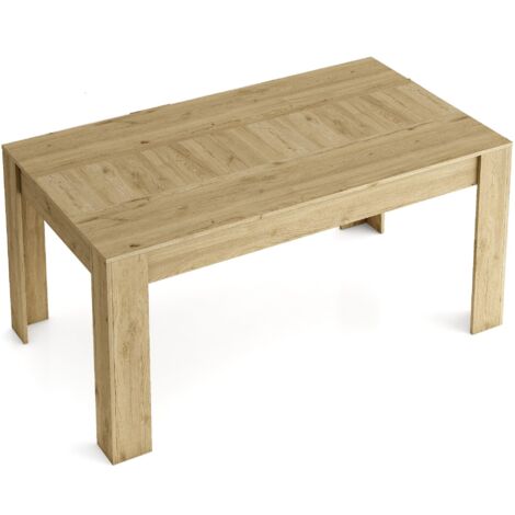  Skraut Home - Tavolo Da Pranzo 140cm Allungabile 200cm, Colore: Naturale, Dimensioni: 90.4 Larghezza X 140.4/200.4 Lunghezza 76.1 Cm Altezza