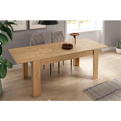  Skraut Home - Tavolo Da Pranzo 140cm Allungabile 200cm, Colore: Naturale, Dimensioni: 90.4 Larghezza X 140.4/200.4 Lunghezza 76.1 Cm Altezza