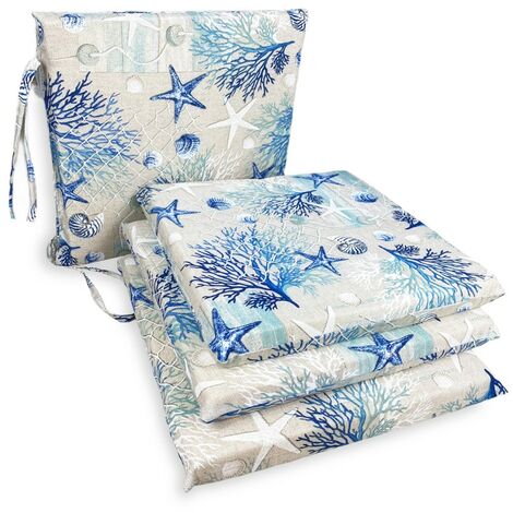  COPRISEDIA Morbidone TESSUTO LONETA Mare MARINO Coralli BLU CUSCINO SEDIA