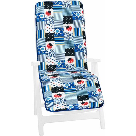  Cuscino Sdraio Copri Poltrona Pieghevole Morbido Coccinella Poggiapiedi Relax 100% Made In Italy - Blu