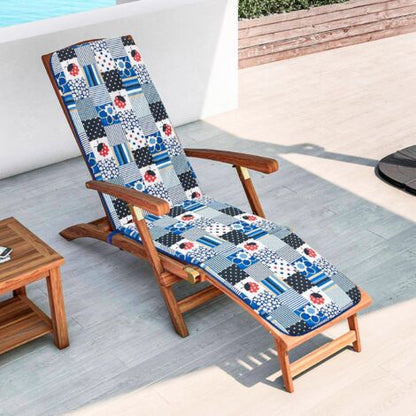  Cuscino Sdraio Copri Poltrona Pieghevole Morbido Coccinella Poggiapiedi Relax 100% Made In Italy - Blu