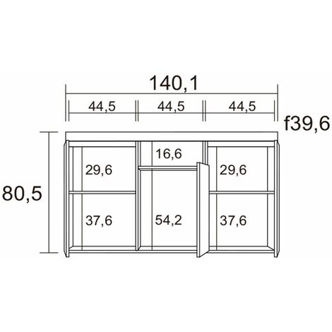  CREDENZA 3 PORTAS 140 CM ELIS UNICO UNICO