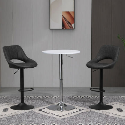  HOMCOM Set 2 Sgabelli Da Bar Con Altezza Regolabile E Poggiapiedi, In Similpelle E Metallo Grigio