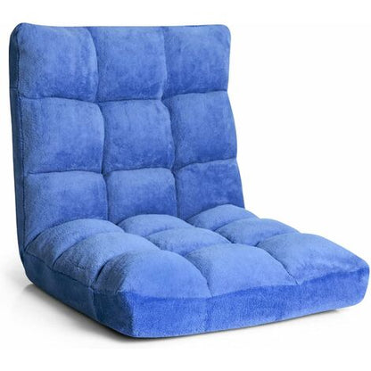  COSTWAY Sedia Da Pavimento, Sedia Imbottita Regolabile In 14 Posizioni, Poltrona Salotto Per Relax, Yoga, Lettura, Blu