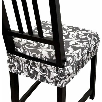  Cuscino Sedia Cotone Sfoderabile Lavabile Fascia Elastica Coprisedia Fiori Vettoriali 100% Made In Italy - Beige