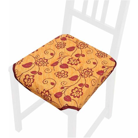  Cuscino Sedia Universale Cotone Lavabile Coprisedia Morbido Fiori Vettoriali 100% Made In Italy - Arancione
