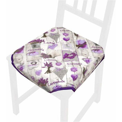  Cuscino Sedia Universale Cotone Lavabile Coprisedia Morbido Lavanda 100% Made In Italy