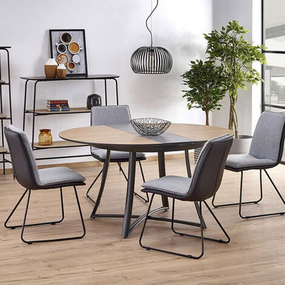  Tavolo Allungabile Tondo ORTENSIA Gihome ® Rovere Metallo Sala Pranzo Moderno