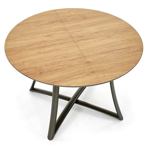  Tavolo Allungabile Tondo ORTENSIA Gihome ® Rovere Metallo Sala Pranzo Moderno