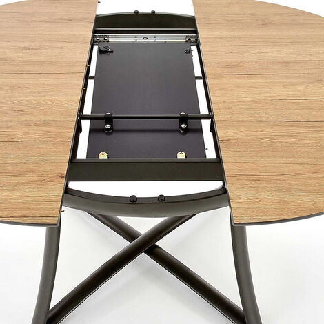  Tavolo Allungabile Tondo ORTENSIA Gihome ® Rovere Metallo Sala Pranzo Moderno