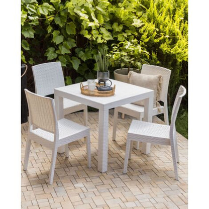  Set Di 4 Sedie Da Giardino Impilabili In Rattan Bianco Fossano