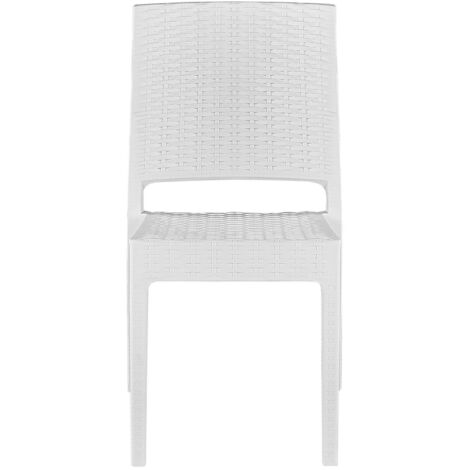  Set Di 4 Sedie Da Giardino Impilabili In Rattan Bianco Fossano