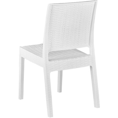  Set Di 4 Sedie Da Giardino Impilabili In Rattan Bianco Fossano