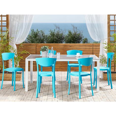  Set Di 6 Sedie Moderne Da Esterno E Interno In Plastica Blu Vieste