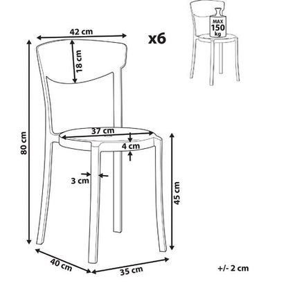  Set Di 6 Sedie Moderne Da Esterno E Interno In Plastica Blu Vieste