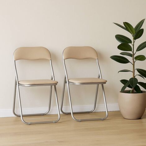 Dmora Set Di Due Sedie Pieghevoli, Colore Beige, Misure 43 X 47 X 78 Cm, Con Imballo Rinforzato
