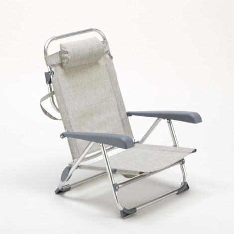  Sedia Sdraio Spiaggina Con Braccioli Pieghevole Gargano Colore: Grigio