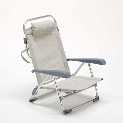  Sedia Sdraio Spiaggina Con Braccioli Pieghevole Gargano Colore: Grigio