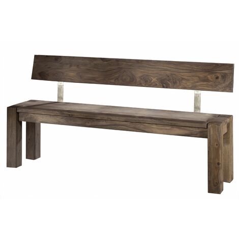  NATURE GREY 703 Panca Con Schienale In Legno Di Sheesham - Oliato / Grigio 200x35x76