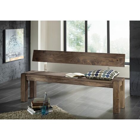  NATURE GREY 703 Panca Con Schienale In Legno Di Sheesham - Oliato / Grigio 200x35x76