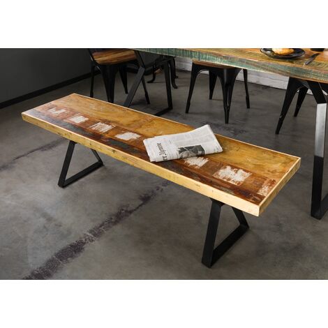  INDUSTRIAL 14 Panca In Legno Riciclato E Ferro - Laccato Multicolore 150x40x45