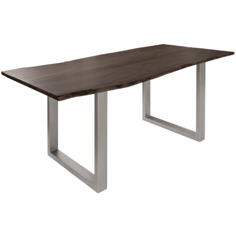  FREEFORM 3 Tavolo Da Pranzo In Legno Di Acacia - Laccato Grigio / Gambe Di Ferro - Argento Mat 160x90x76