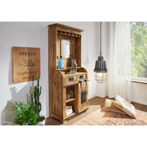  RAILWAY 141 Mobile Bar In Legno Di Mango - Laccato / Natur 75x35x170