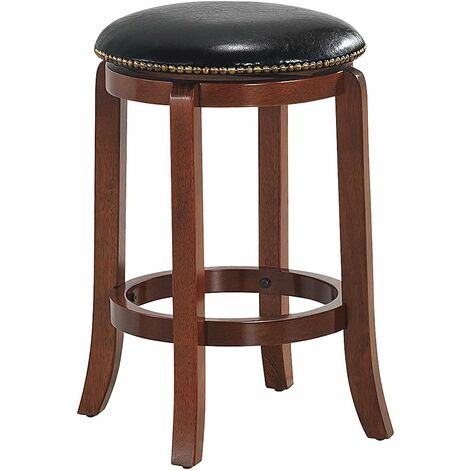  COSTWAY Sgabello Girevole Senza Schienale, Sgabello Da Bar Rustico Con Sedile Girevole A 360°, Sedia Da Bar Di Legno Per Sala Da Pranzo Cucina Ristorante, 39,5 X 39,5 X 61 Cm (1 Pezzo)