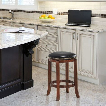  COSTWAY Sgabello Girevole Senza Schienale, Sgabello Da Bar Rustico Con Sedile Girevole A 360°, Sedia Da Bar Di Legno Per Sala Da Pranzo Cucina Ristorante, 39,5 X 39,5 X 61 Cm (1 Pezzo)