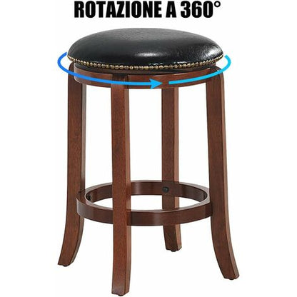  COSTWAY Sgabello Girevole Senza Schienale, Sgabello Da Bar Rustico Con Sedile Girevole A 360°, Sedia Da Bar Di Legno Per Sala Da Pranzo Cucina Ristorante, 39,5 X 39,5 X 61 Cm (1 Pezzo)