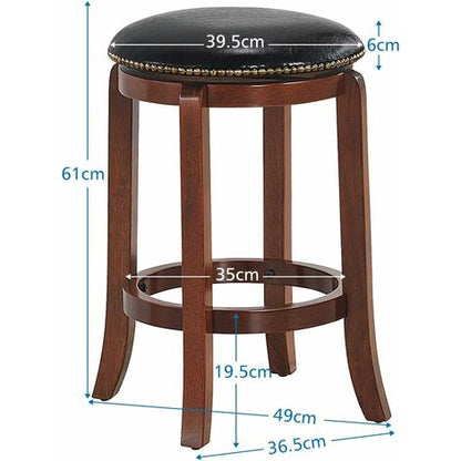  COSTWAY Sgabello Girevole Senza Schienale, Sgabello Da Bar Rustico Con Sedile Girevole A 360°, Sedia Da Bar Di Legno Per Sala Da Pranzo Cucina Ristorante, 39,5 X 39,5 X 61 Cm (1 Pezzo)