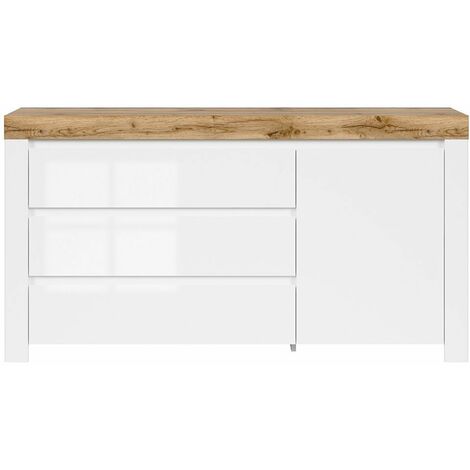  DOLSENA - Madia Da Soggiorno In Stile Scandinavo - 156x83,5x42 - 1 Anta + 3 Cassetti - Madia