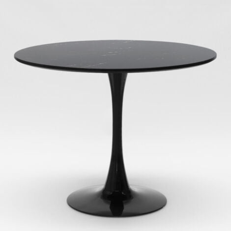  Tavolo Rotondo Effetto Marmo 80cm Sala Da Pranzo Ristorante Tulip Murmar 80 Colore: Nero