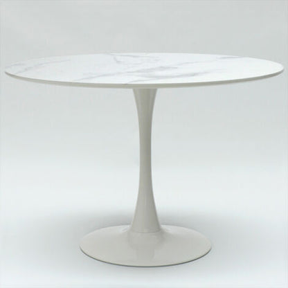  Tavolo Rotondo 120cm Effetto Marmo Ristorante Sala Da Pranzo Tulip Murmar 120 Colore: Bianco