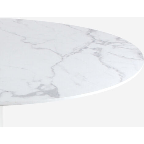  Tavolo Rotondo 120cm Effetto Marmo Ristorante Sala Da Pranzo Tulip Murmar 120 Colore: Bianco